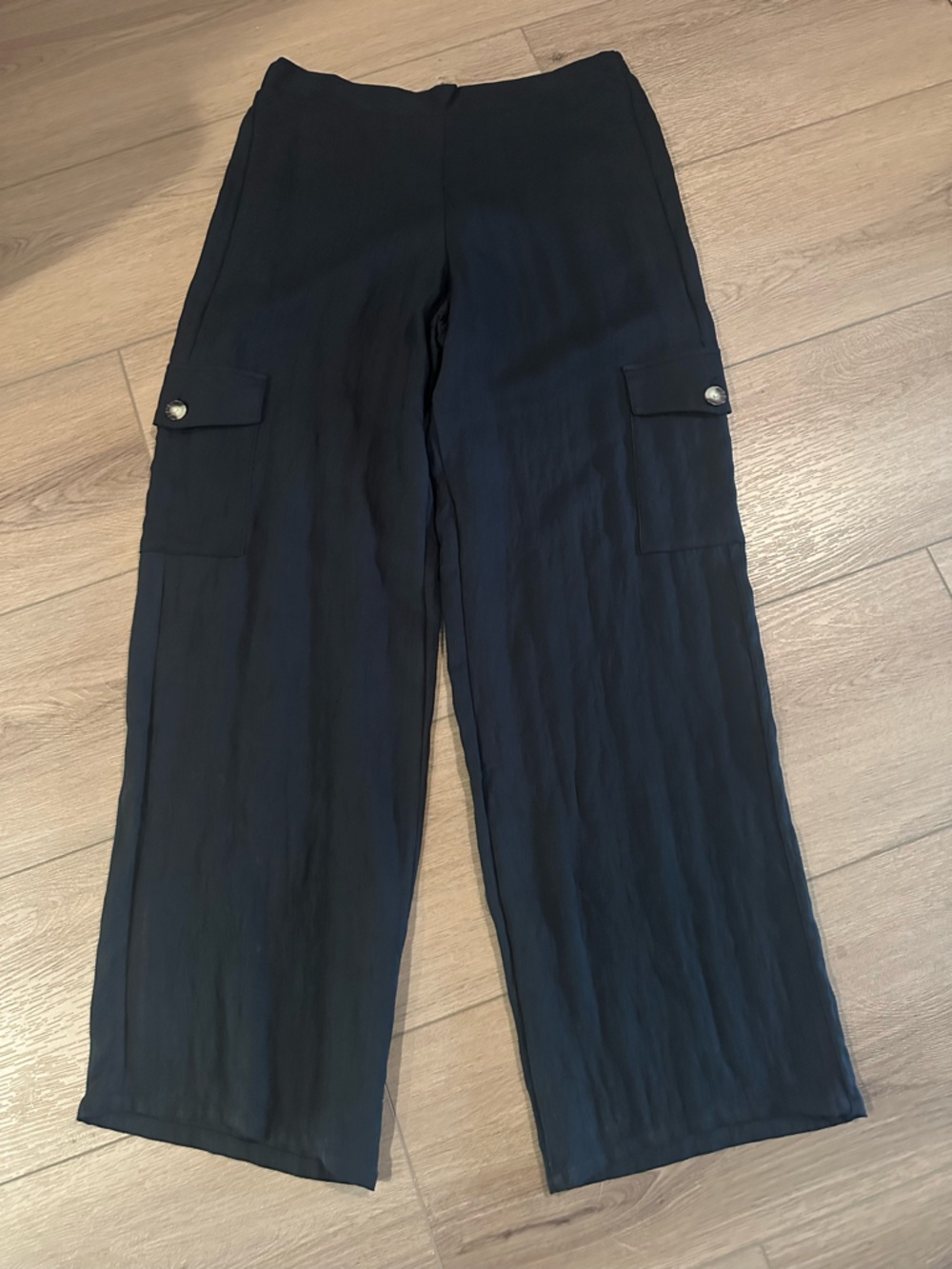 BCX Black Cargo Pants with Buttoned Flap Pockets